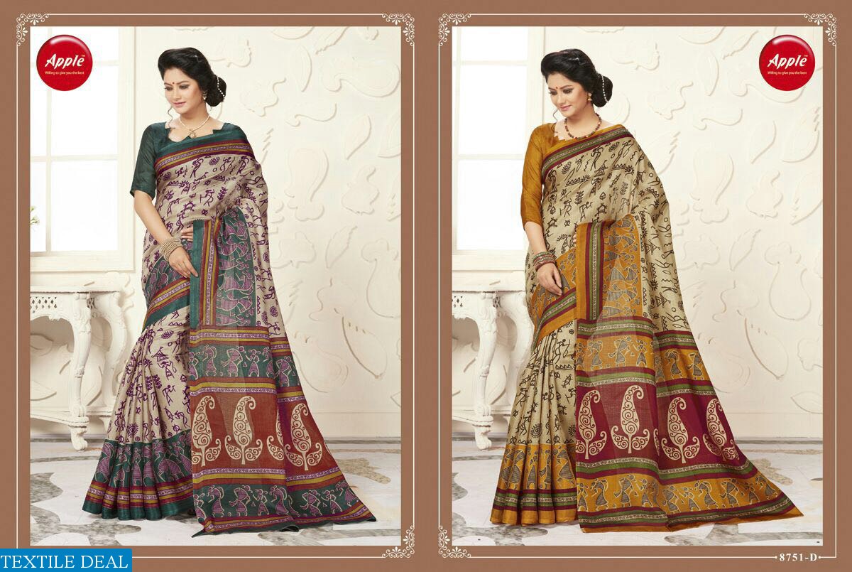 apple madhubani vol-5 wholesale cotton silk saree